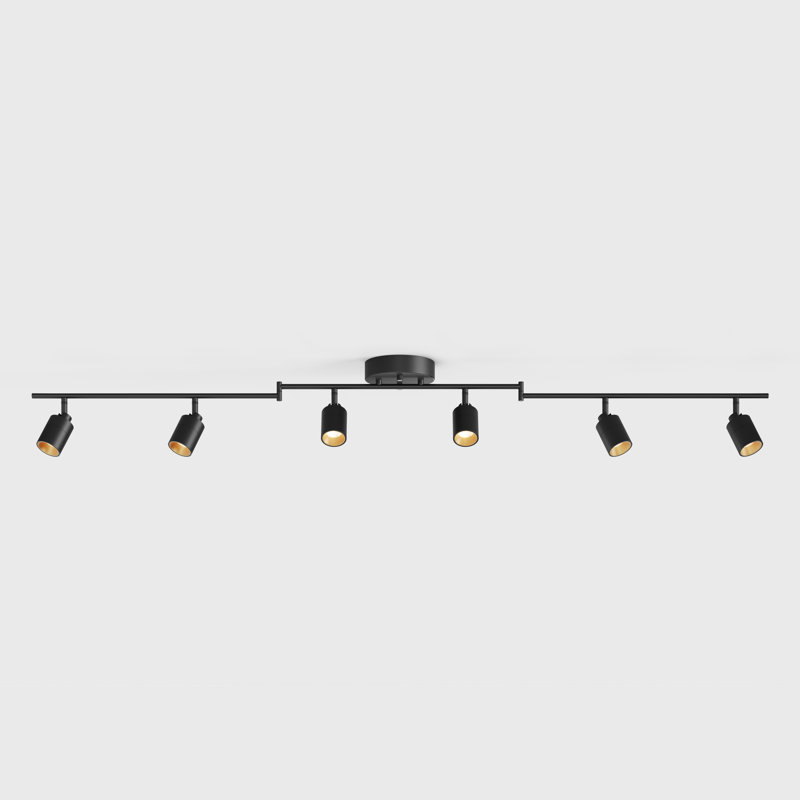 Ensemble d'éclairage sur rail articulé 62,2 po à 6 lumières avec lumière à intensité variable et tête réglable, Sable, noir