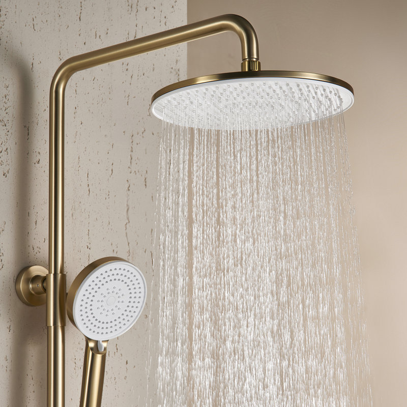 Complete Shower System with Rough in-Valve, Brushed Gold