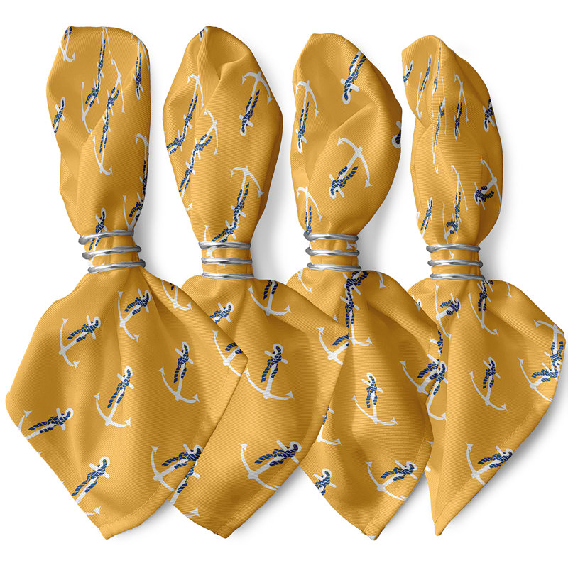 Ensemble de serviettes 4 pièces à imprimé whimsy Hancock Anchor, Jaune