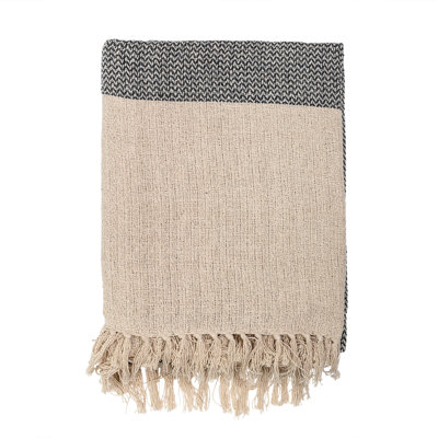 Soft Cotton Blend Knit Throw with Fringe