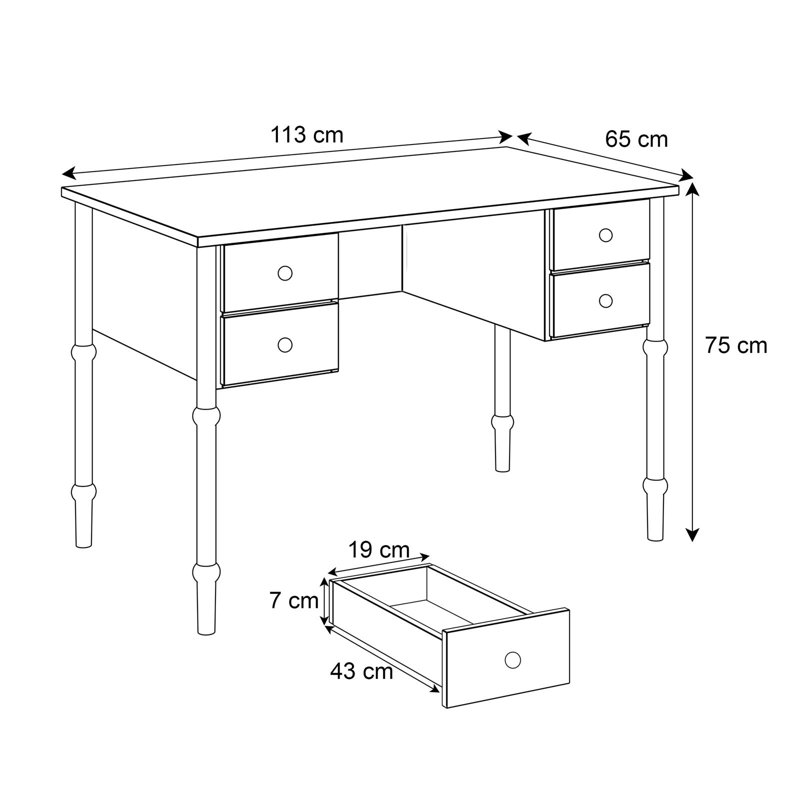 Gunsten Commercial Use 113Cm W Rectangle Writing Desk, Olive