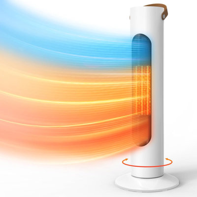 2-IN-1 Electric Space Heaters For Indoor Use, Heater/Cooling Fan Combo,3S Fast Heating Portable Tower Heater, 70°Oscillation & 1500W, Tip-over Protection, Leather Handle For OfficeHome
