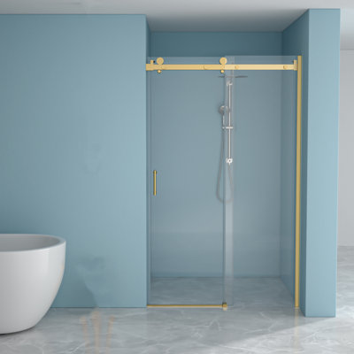 Single Sliding Shower Door With Stainless Steel Frame - 8 Mm Tempered Glass