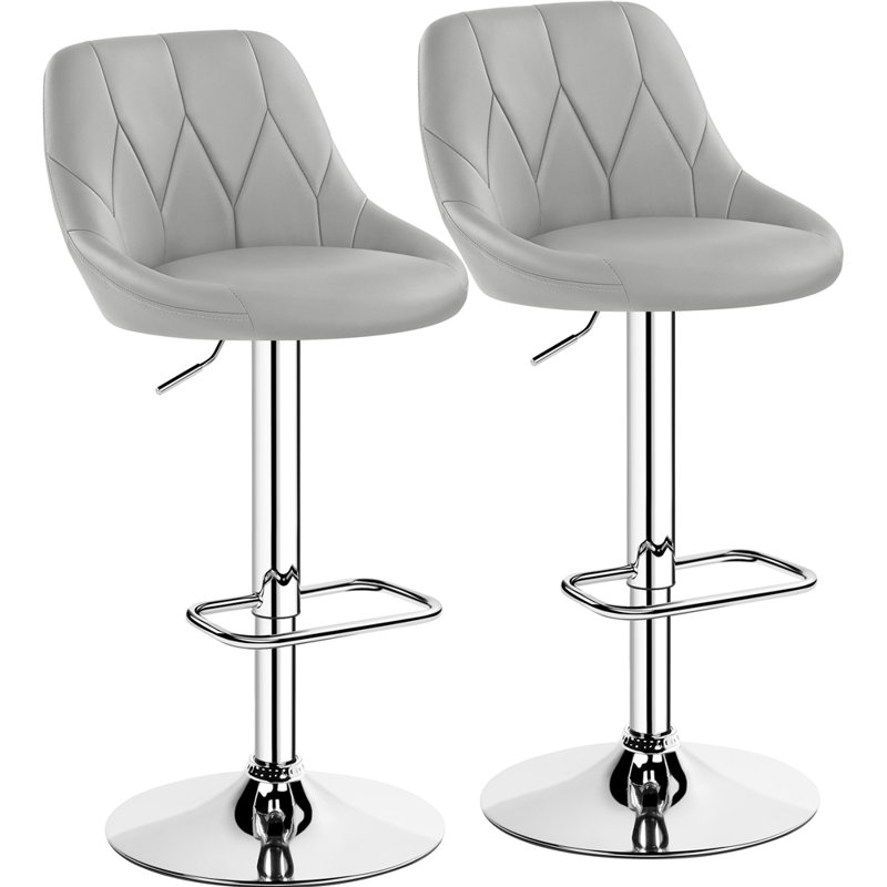 Height Adjustable Swivel Bar Stool, Grey