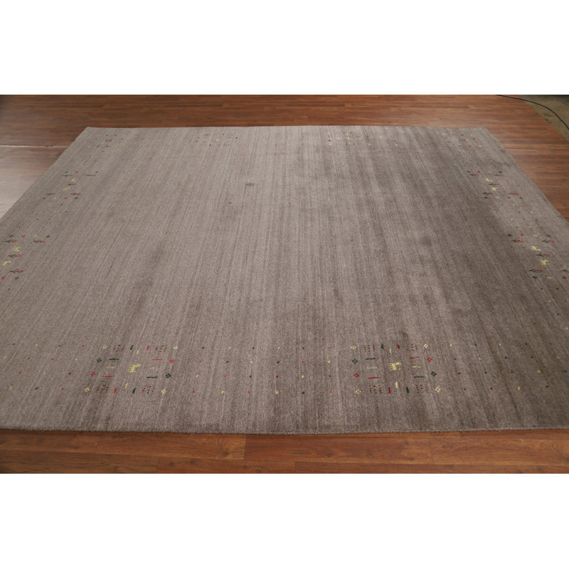 Tapis brun brun à motif tribal Gabbeh