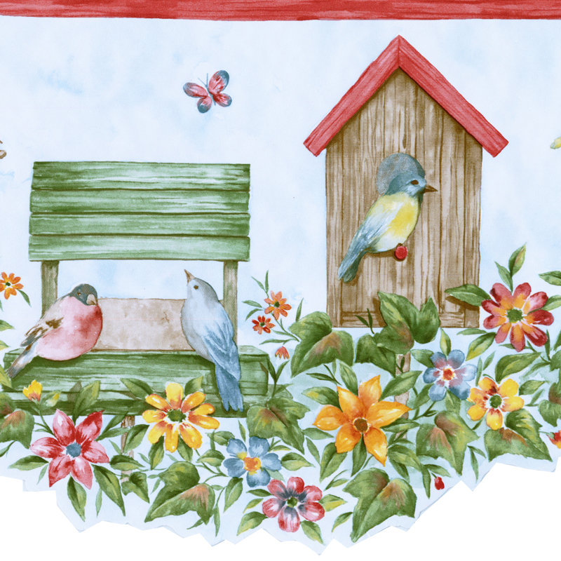 Bordure de papier peint L 15 pi x l 9 po Macleod Birds Cage, Bleu