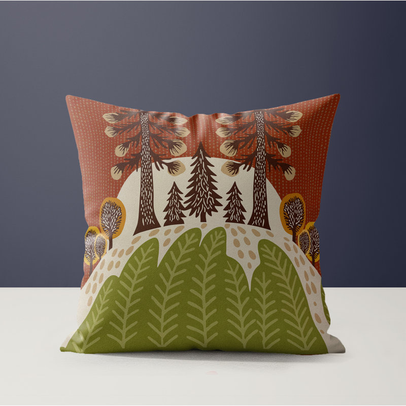 Tilo Microsuede Square Pillow, Brown/Green/Beige, 16x16