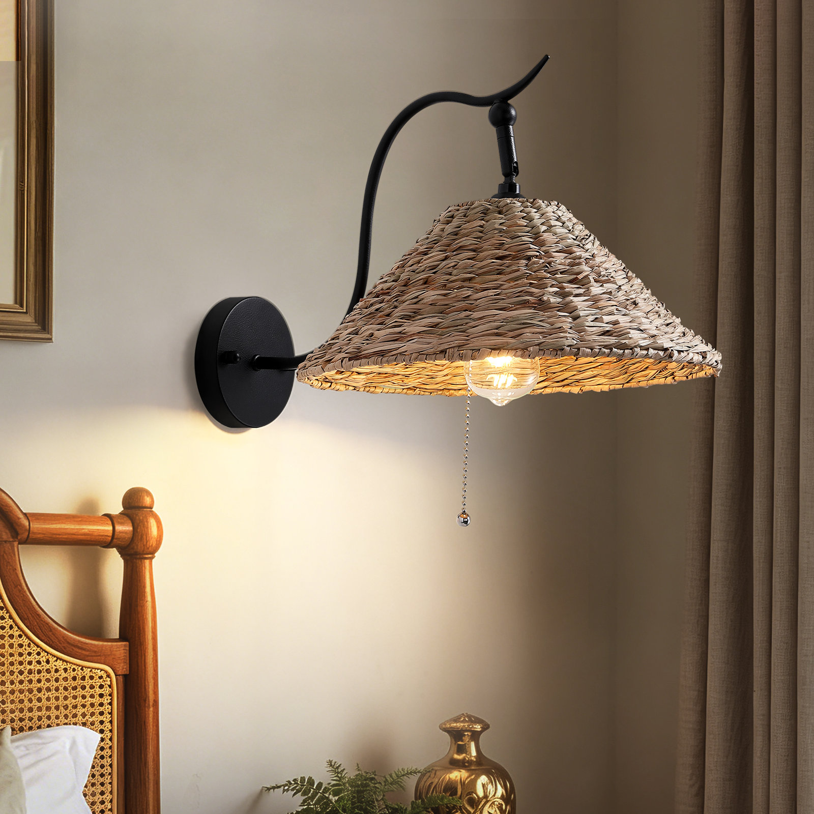 Single Light Handwoven Armed Sconce