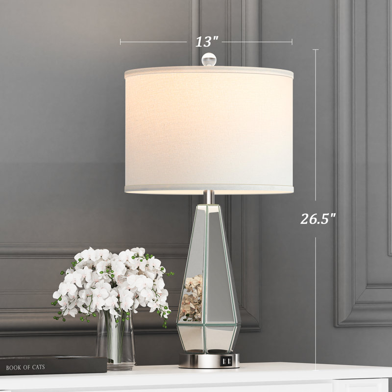 Angelie USB Table Lamp, Silver, White