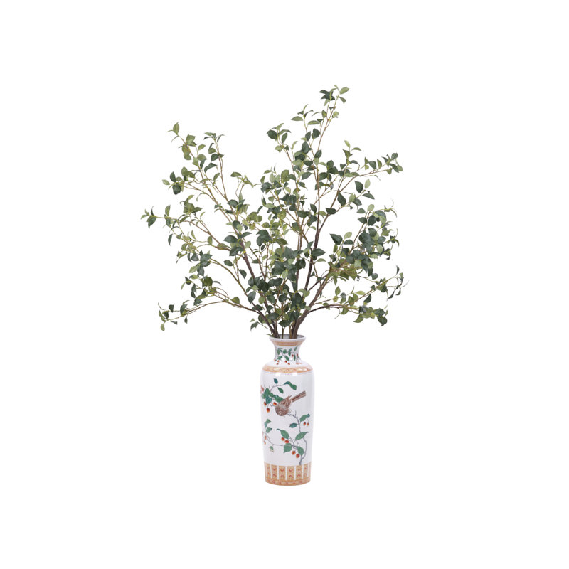 Camellia Branches, Ceramic Vase, 42wx33dx63h