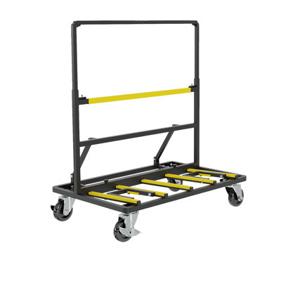 Chariot à panneau pliable avec panneau extensible, roulettes pivotantes et sangle d'arrimage pour contreplaqué, cloison sèche et verre