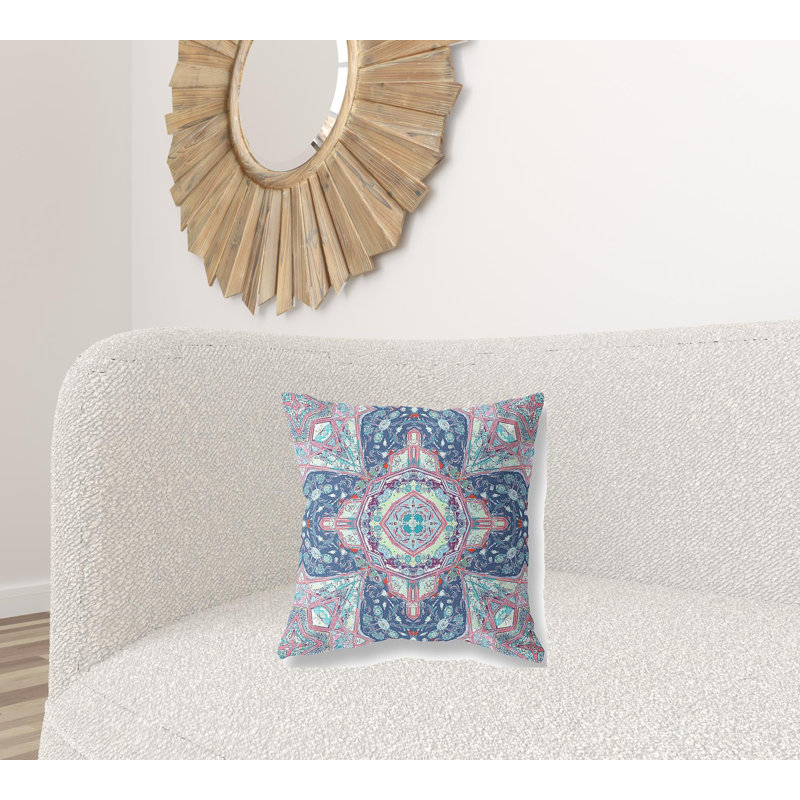 Insert de coussin géométrique réversible, Bleu pâle / rose