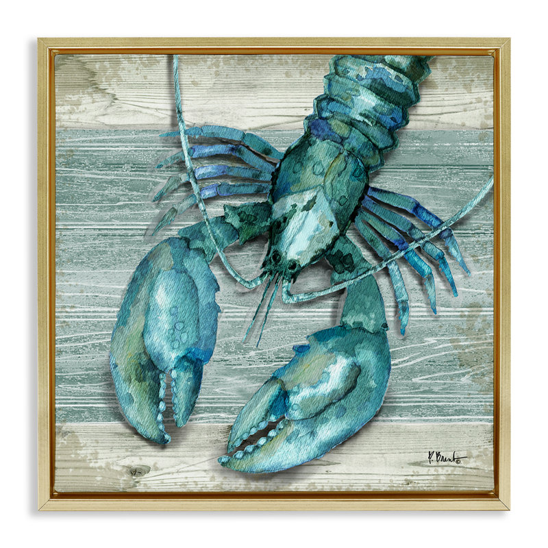 Northife Lobster Sealife rustique, Cadre flottant métallique doré, H 25 po x l 25 po