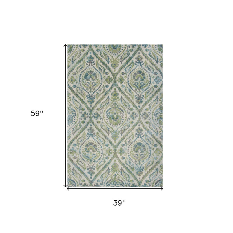 Tapis ivoire Luraine Ogee, Rectangle 3 pi 3 po x 4 pi 11 po