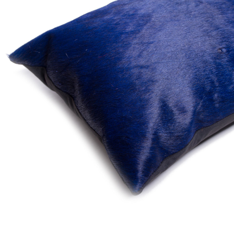 12" x 20" Chevron Cowhide Throw Pillow, Navy