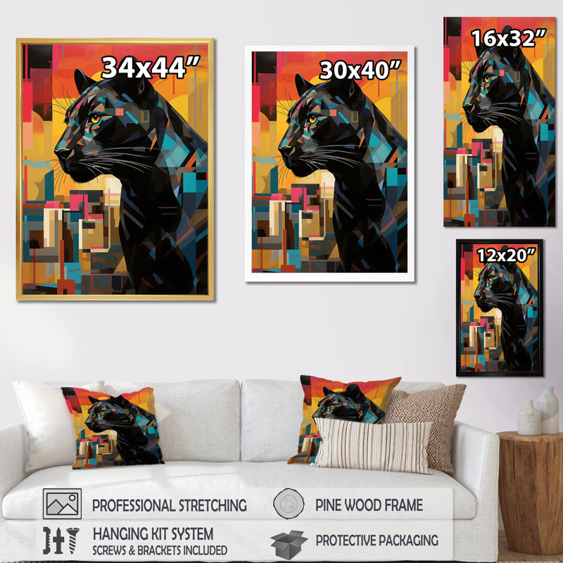 Popart sur fond noir et orange, H 20 po x l 12 po x P 1 po, Cadre photo noir