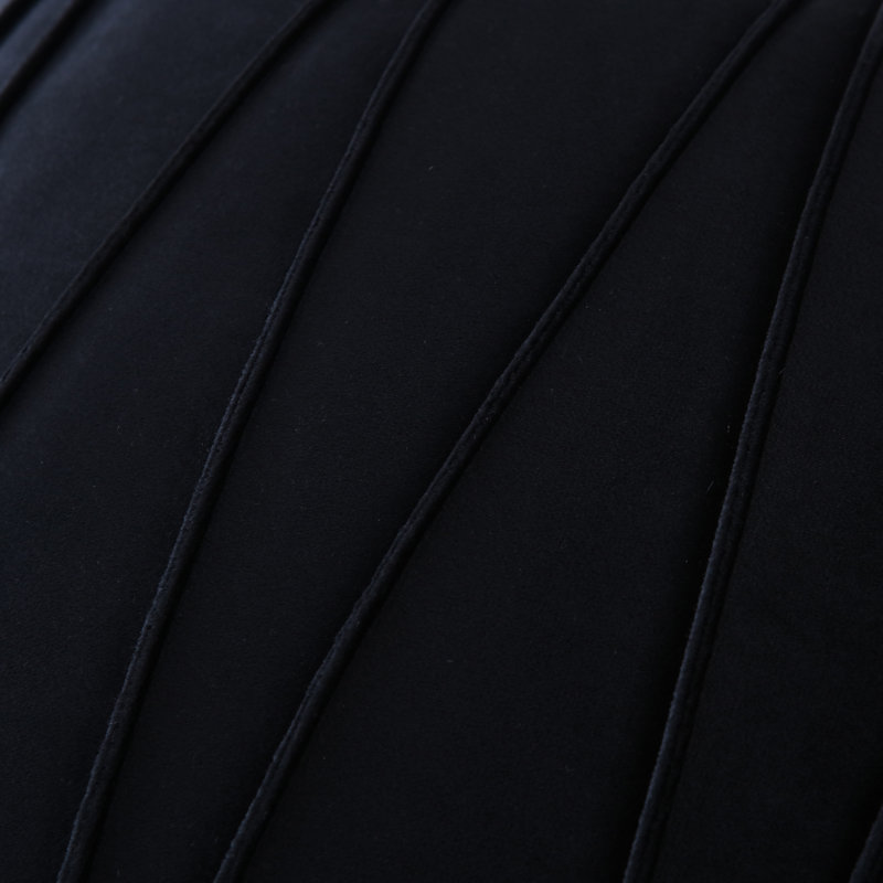 Housse de coussin plissée carrée en velours de polyester, H 18 po x l 18 po, Noir