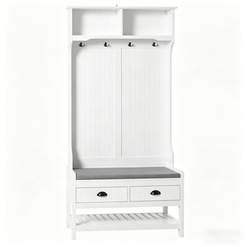 Haven Multifunctional Hall Tree with Bench and Shoe Storage, Coat Rack and Drawers