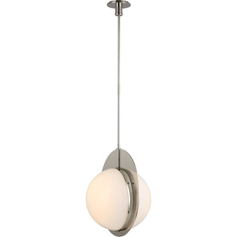 Thomas OBrien Quando Large Globe Pendant, Polished Nickel, 58" H x 19.75" W x 14" D