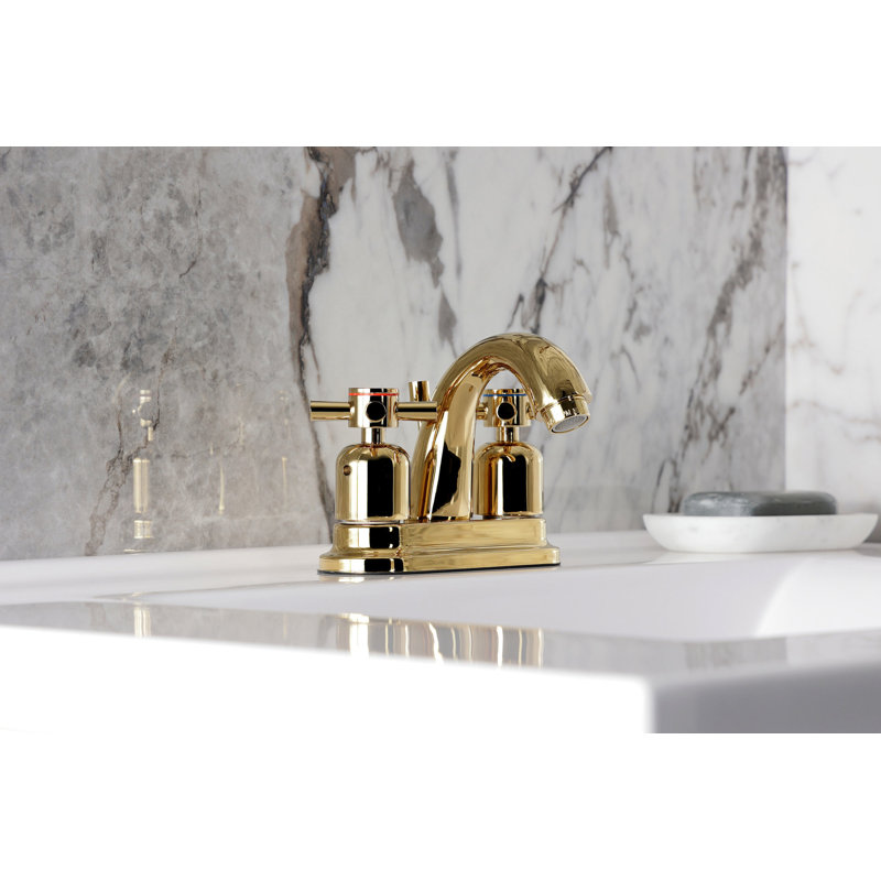 Robinet de salle de bain central à 4 poignées à 3 trous à fixation sur le comptoir avec robinet escamotable en plastique Kingston Brass