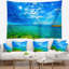 Tapisserie bord de mer pittoresque vert bleu-28509378