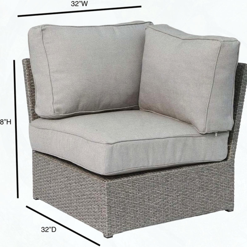 Chaise de coin de coin modulaire entièrement assemblée avec coussins, Gris, Gris