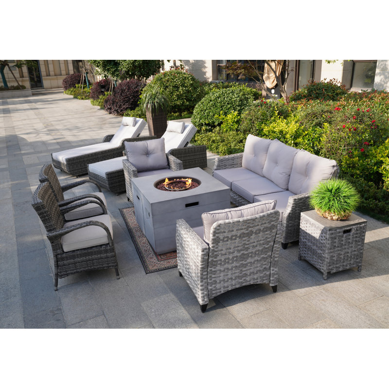 9 - Person Patio Conversation Set with Cushions