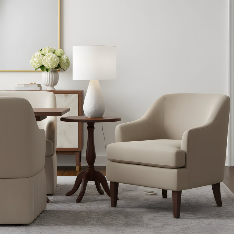 Ellen Degeneres Breccia 1 Light Bedroom Home Office Living Room Lamp In Cream Wash Finish With White Linen Shade, Cream