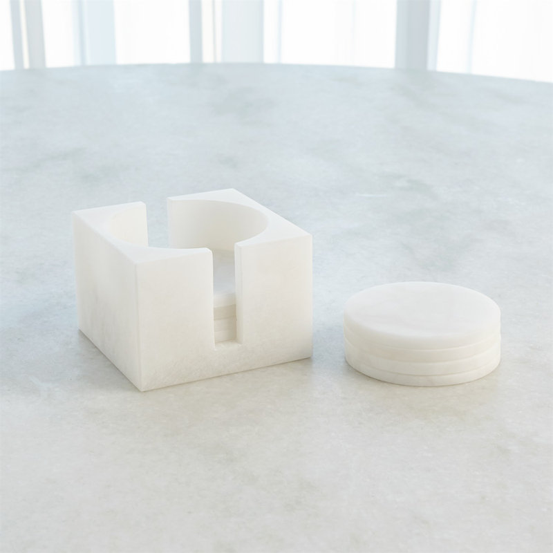 Alabaster Coaster Set With Holder