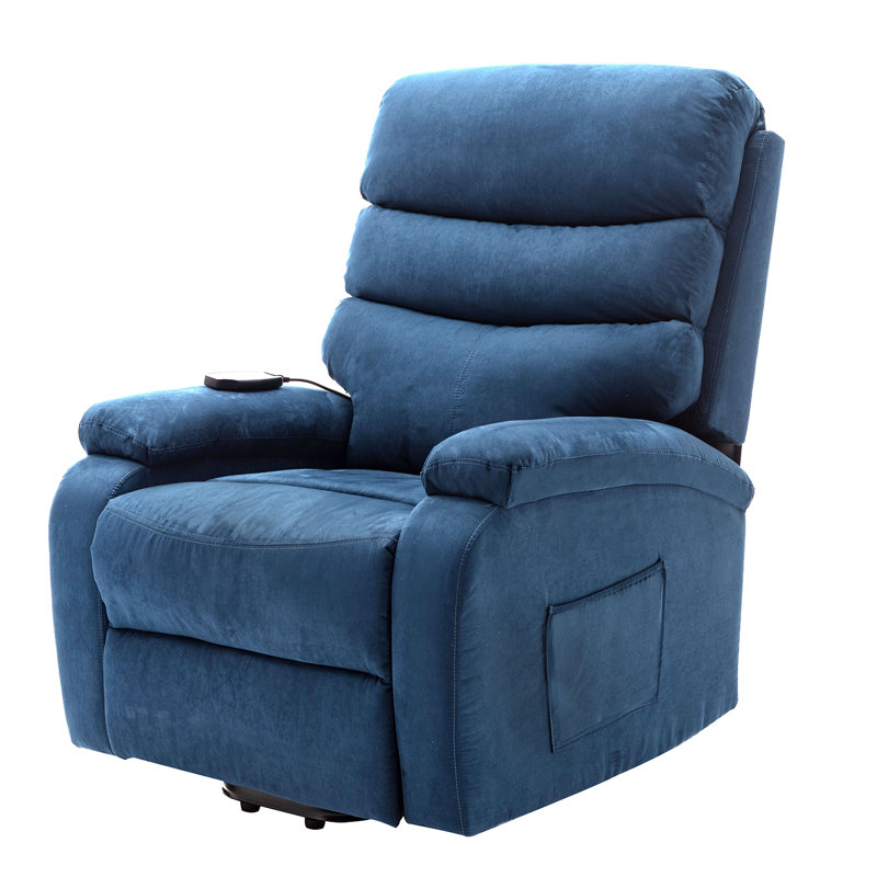 Fauteuil inclinable ergonomique Elsass, Microfibre bleu marine