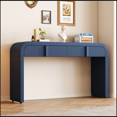 Console unique à silhouette arrondie moderne avec surface lisse avec tiroirs spacieux et pieds réglables pour plus de stabilité