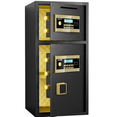 Digital Security Safe With Coin Slot, Large Double - Door, 6.0 Cubic Feet, And Waterproof, Hidden Code, Dual Alarm, All Steel, Wall Floor Mount, Gap Prying For Home, Office, Hotel Door Operated