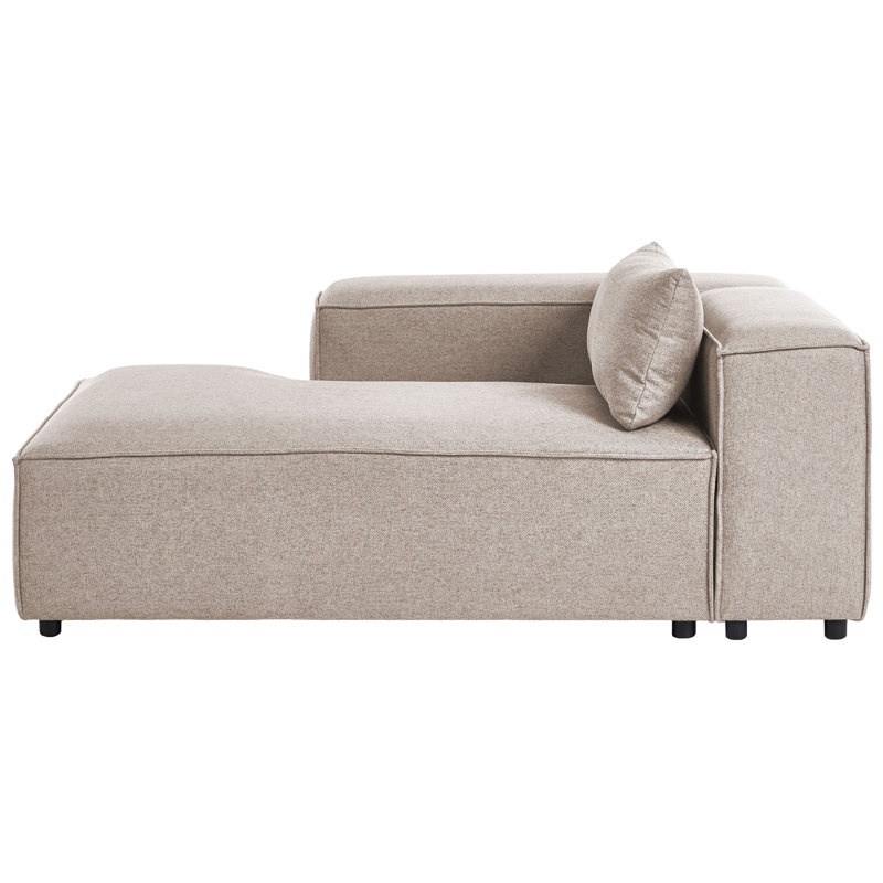 BRANDE Upholstered Chaise Lounge, Light Brown, Right Hand Facing