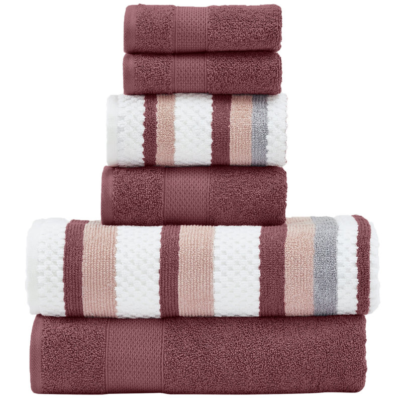 Modern Threads Pax 6-Piece Reversible Yarn Dyed Jacquard Towel Set - Bath Towels, Hand Towels, & Washcloths - Super Absorbent & Quick Dry