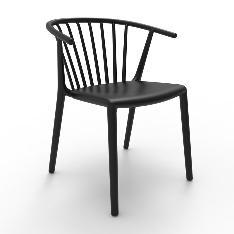 Woody Outdoor Dining Side Chair, Black