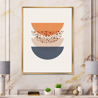 «Abstract Sun and Moon Geometrics in Blue and Orange», impression sur toile
