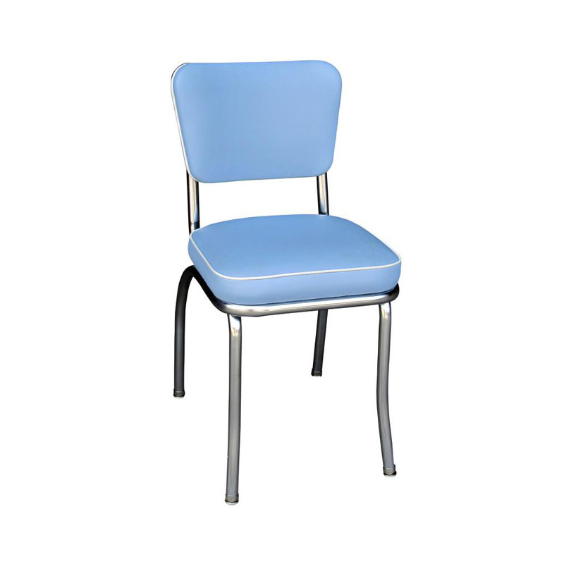 Chaise de salle à manger rembourrée rétro, Bleu Bristol