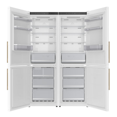 Custodia 48" Bottom Freezer combo, 20.6 cf., Ice Maker, Total No frost, White, Antique Brass handles — Forno, model FFFFD1766-48WHT