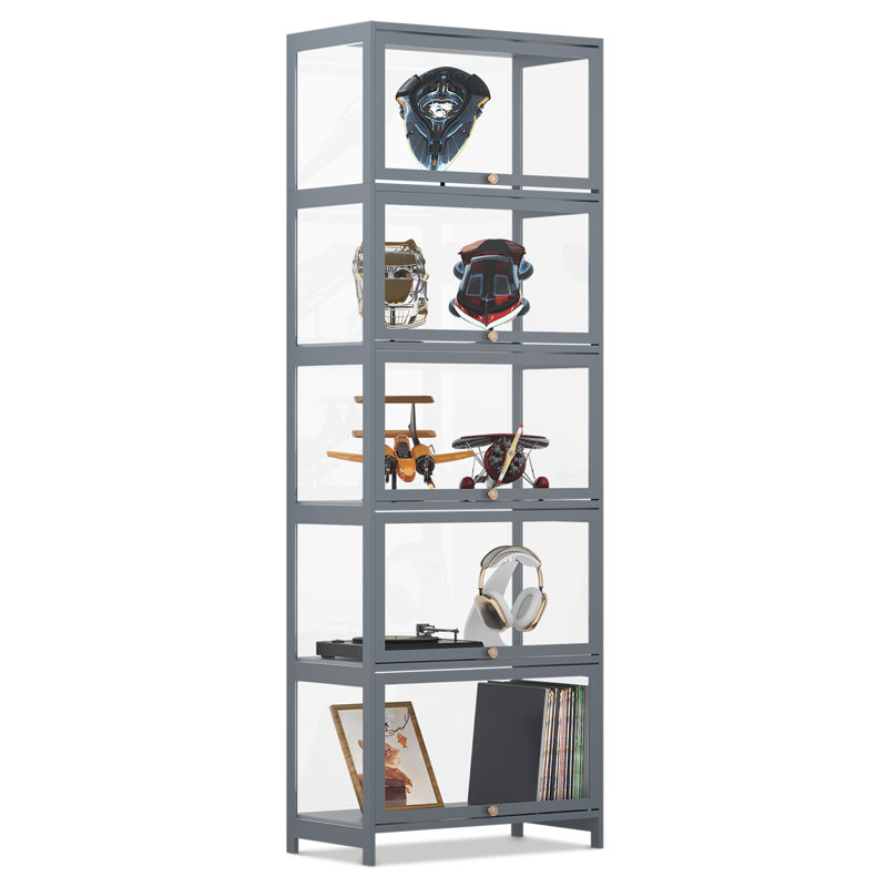 Acrylic display case with hinged door, display case from the Curio Cabinet collection, (5) H 67,5 po x l 23 po x P 12,5 po