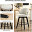 Tabouret de bar pivotant à hauteur de comptoir 25 po 25 pièces 2 pièces - Bois massif, chenille, blanc, pieds réglables pour îlot de cuisine, pub, tabourets de salle à manger, avec 2 pieds en bois, revêtement en chenille-1010345479