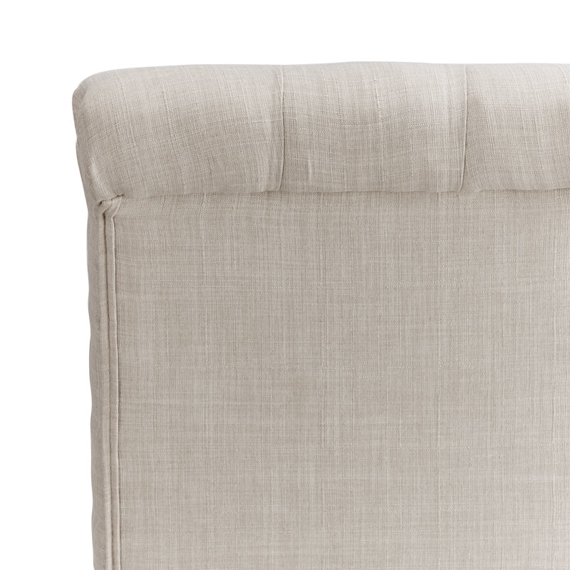 Chaise d'appoint rembourrée et capitonnée Ameriga, Lin beige, Gris