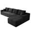 Canapé modulaire en forme de L de 132 po, canapé à compression, velours côtelé noir, faisant face à droite-185693358-185693363