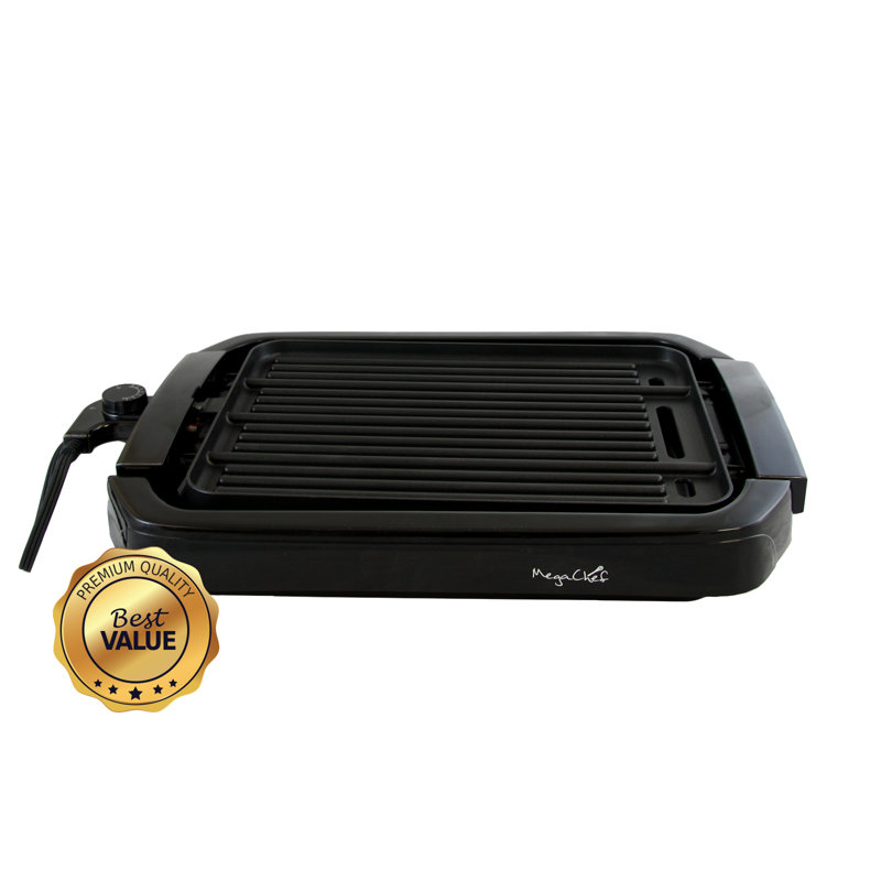MegaChef Black Non-Stick Reversible Indoor Grill and Griddle