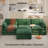 3-Seat Corduroy Sofa Sleeper, Sectional Sofa Comfy Cloud Couch with Movable Ottoman & Arm Pillows for Living Room-216802072