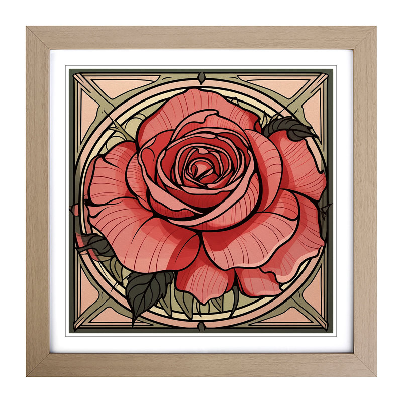 Rose Deco - Framed Print, Oak