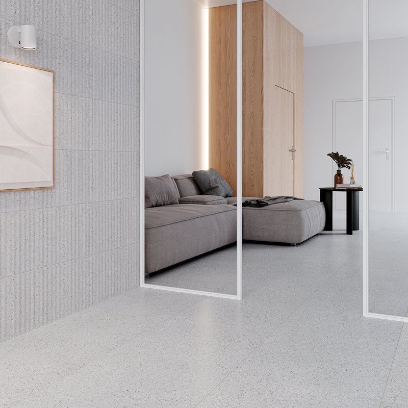 Carreau de porcelaine pour plancher et mur 12 po x 24 po en espagnol Pureform - (5 pièces, 10,76 pieds carrés), Terrazzo gris