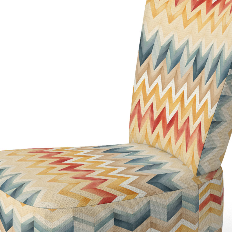 Chaise d'appoint large 27,5 po Roussel, Mélange de polyester rouge / or / beige / bleu
