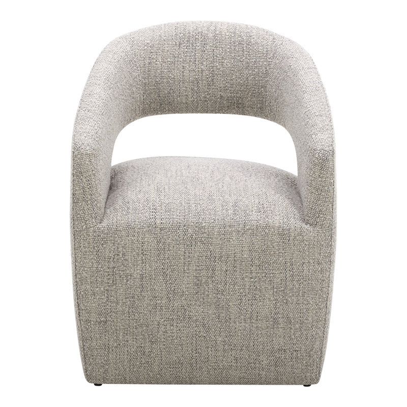 Camino Performance Fabric Rolling Arm Chair, Gray Performance Boucle