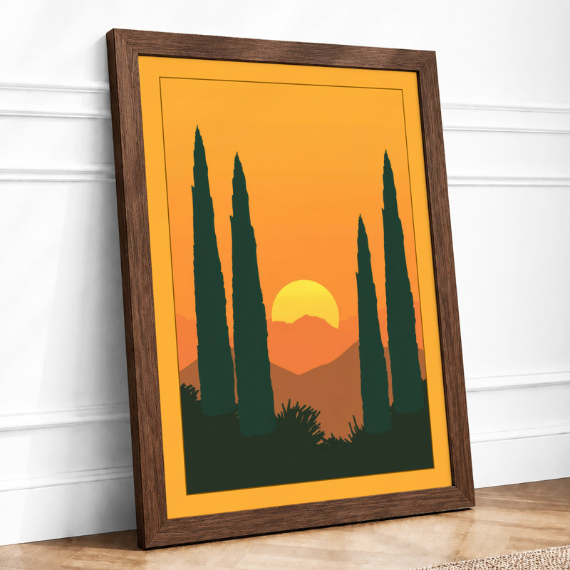Tuscan Sunset Minimalist - Print, Walnut, A4 - 29.7 x 21.0 cm