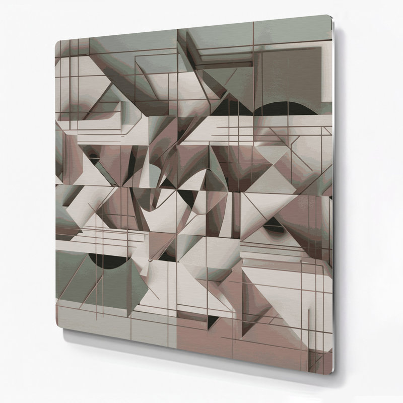 «Geometric Abstraction 86», art mural en métal gris, H 16 po x l 16 po